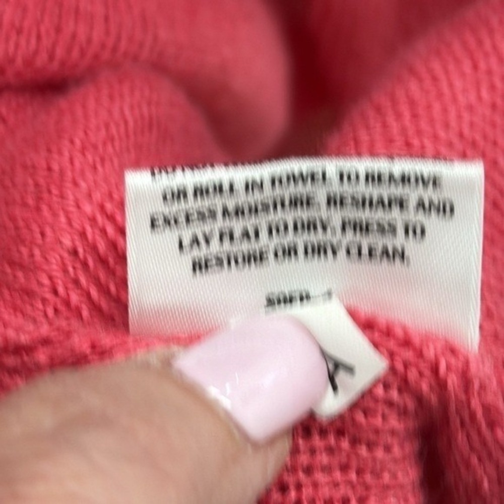 Eileen Fisher Pink 100% Hemp Open Front Cardigan Sweater Petite P 3/4 Sleeve - Picture 6 of 6
